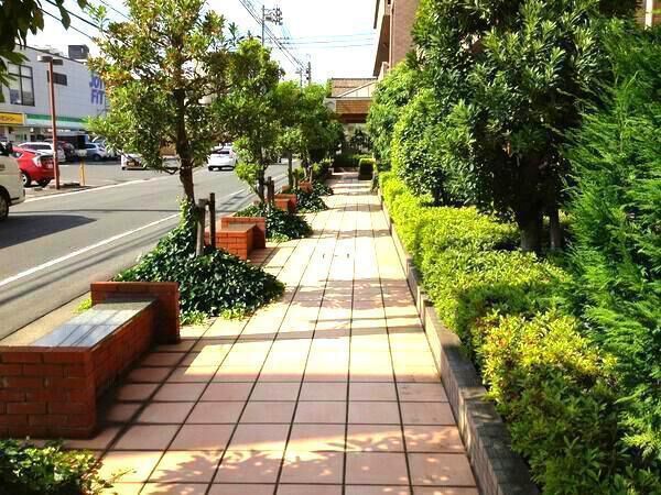 【ディアステージ奥田公園】マンション前面の歩道 【ディアステージ奥田公園】マンション前面の歩道