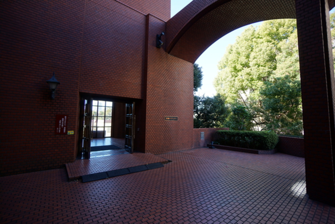 アプローチから前面道路を望む