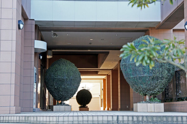 バランス良く配置された植栽の緑が目に美しいエントランスアプローチ。