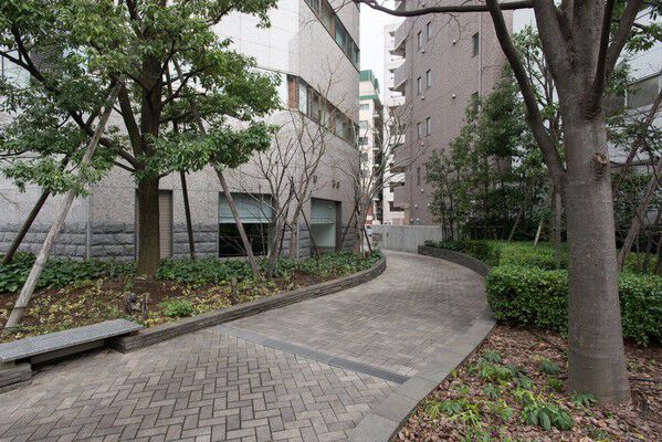 敷地内には植栽に彩られたオープンスペースをゆったりと配備。		