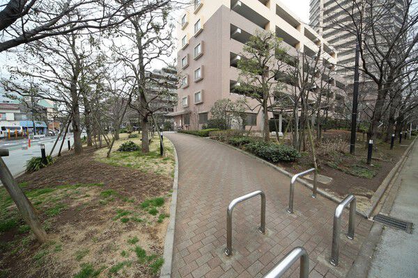 サクラの花木に可憐な四季の草花を調和させ、遊歩道をドラマチックに演出。		