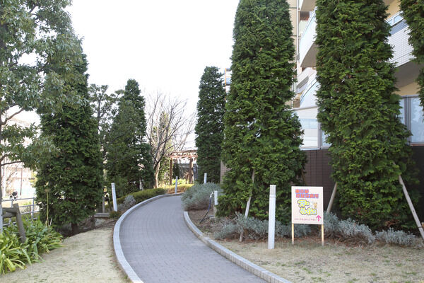 共用空間にも多くの樹木が配置されています。		