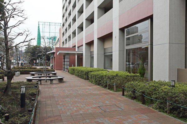 建物全面の「ガーデンテラス」は緑あふれる憩いの広場。		