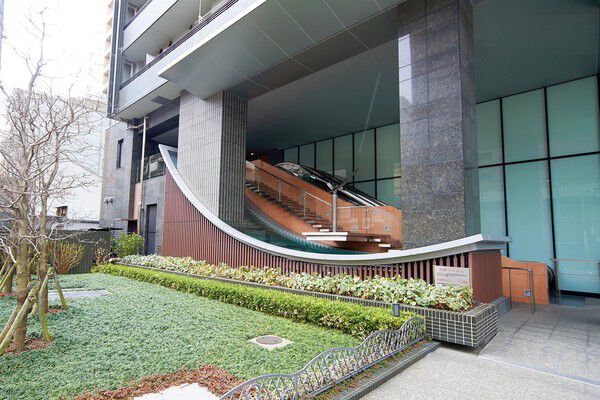 清澄な緑と光の立壁。道行く人も癒される、空気感あふれるアベニュー。		