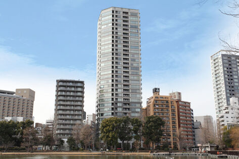 ひときわ高い地上30階建てのタワーマンション。上野の自然に囲まれて建ちます。		