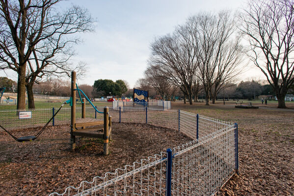 広大な芝生広場が広がる「砧公園」は、約830m（徒歩11分）。		