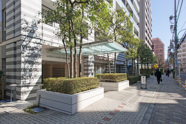 樹形の美しい木々を施し、周辺に溶け込むランドスケープ。		