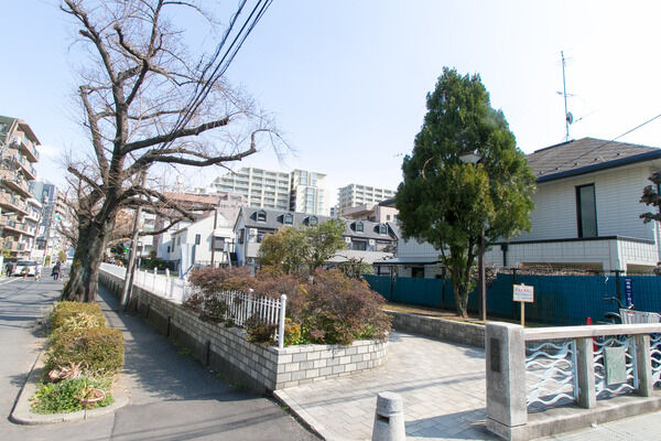 桜並木が美しい遊歩道は、約10m(徒歩1分)。 桜並木が美しい遊歩道は、約10m(徒歩1分)。