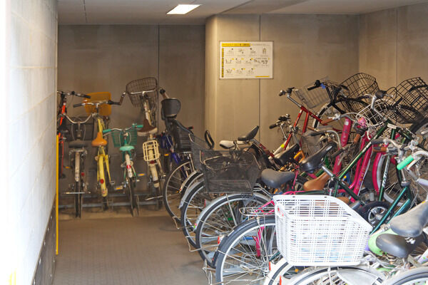 敷地内に設置されている、自転車専用駐輪場。