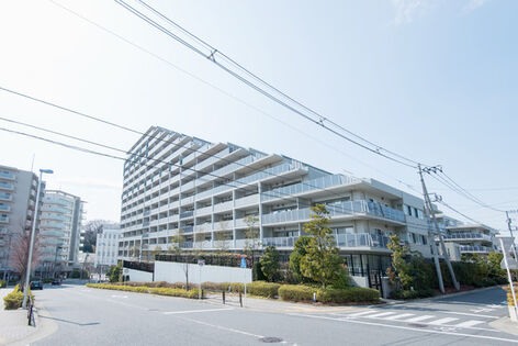 総戸数393戸のビッグコミュニティ。堂々と佇む姿が街のランドマークに相応しい。