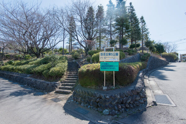 自然の潤いにあふれる緑豊かな「百合丘第5公園」は、約170m(徒歩3分)。 自然の潤いにあふれる緑豊かな「百合丘第5公園」は、約170m(徒歩3分)。
