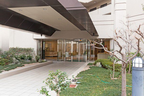 芝生が敷き詰められたアプローチ。雨に濡れることなく開放的で優しいデザイン。