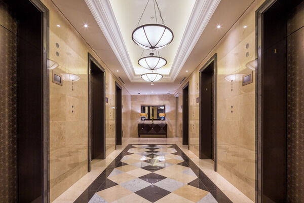 ホテルライクな設計のエレベーターホール。 ホテルライクな設計のエレベーターホール。