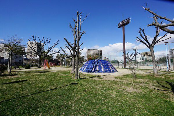 プールのある「真田山公園」まで約550m（徒歩7分）。		