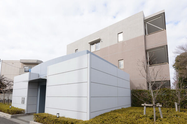 住居棟から独立しているエントランス棟。