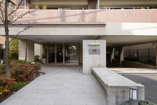 ケヤキのシンボルツリーに迎えられエントランスへ。