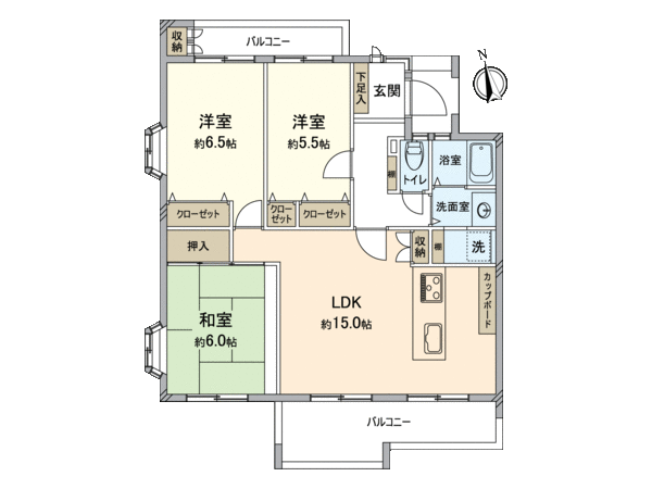 研究学園(5)団地 524号棟 間取り 研究学園(5)団地 524号棟 間取り