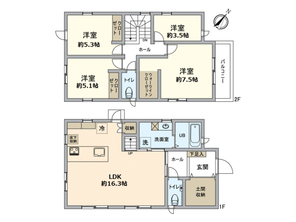南落合3丁目 新築戸建 1号地 間取り 南落合3丁目 新築戸建 1号地 間取り