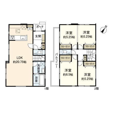平塚市南原1丁目 新築戸建 1号棟 間取り 平塚市南原1丁目 新築戸建 1号棟 間取り