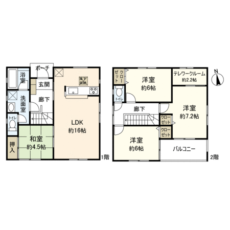 平塚市豊田平等寺 新築戸建 2号棟 間取り 平塚市豊田平等寺 新築戸建 2号棟 間取り