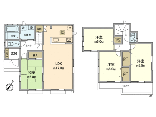 日野市旭が丘1丁目 新築戸建1号棟 間取り 日野市旭が丘1丁目 新築戸建1号棟 間取り