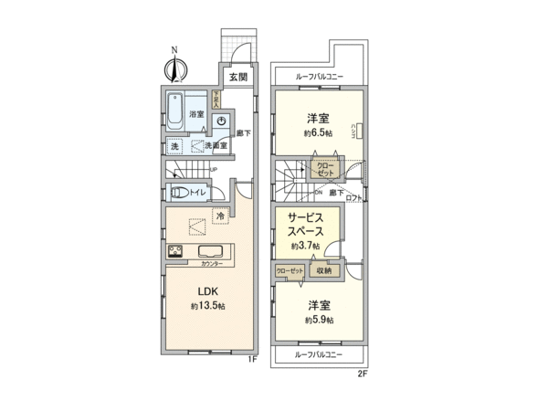 西東京市保谷町2丁目 2号棟 戸建 間取り 西東京市保谷町2丁目 2号棟 戸建 間取り