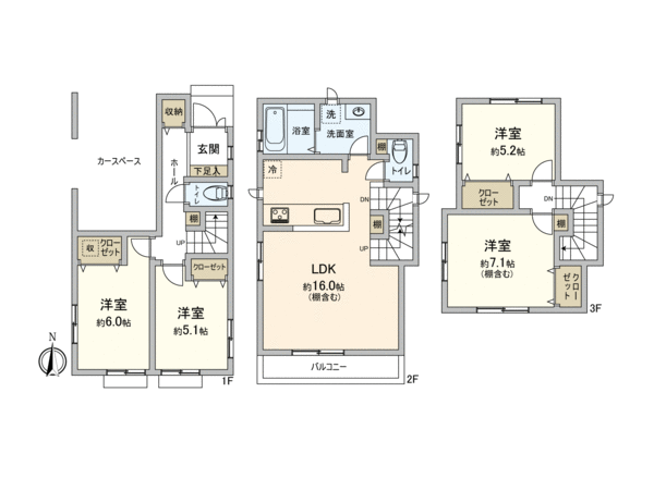 西東京市中町6丁目 新築戸建3号棟 間取り 西東京市中町6丁目 新築戸建3号棟 間取り
