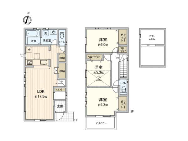東村山市諏訪町3丁目【新築2号棟】 間取り 東村山市諏訪町3丁目【新築2号棟】 間取り
