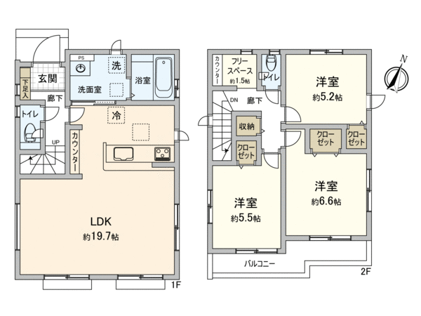東村山市多摩湖町1丁目2号棟 新築戸建 間取り 東村山市多摩湖町1丁目2号棟 新築戸建 間取り