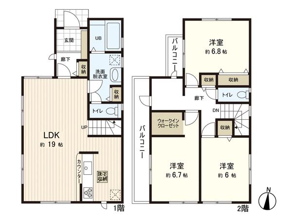 練馬区大泉学園町7丁目 新築戸建 1号棟 間取り 練馬区大泉学園町7丁目 新築戸建 1号棟 間取り