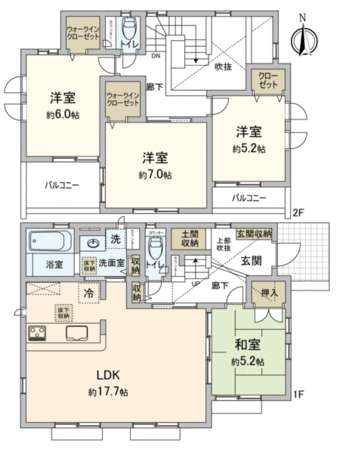 川越市大字的場 新築2号棟 間取り 川越市大字的場 新築2号棟 間取り