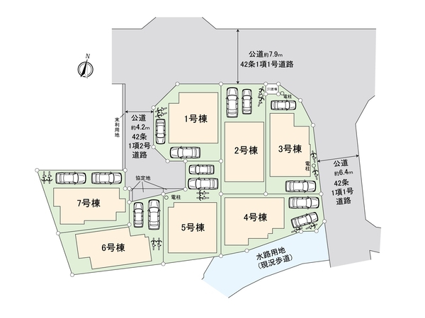 川越市今成3丁目 新築戸建1号棟 全体区画図 川越市今成3丁目 新築戸建1号棟 全体区画図