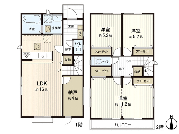 所泽市上安松7期2号楼新房戸建 独立住宅 东京的房地产 三井房地产realty F45xgb08