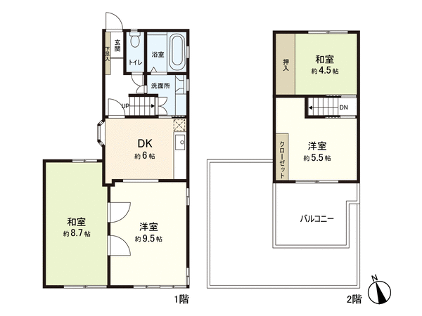 所沢市こぶし町 テラスハウス 間取り 所沢市こぶし町 テラスハウス 間取り