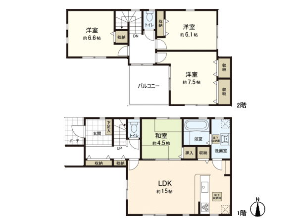 所沢市山口 新築戸建2号棟 間取り 所沢市山口 新築戸建2号棟 間取り