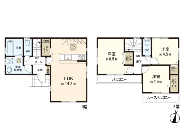 所沢市下安松 新築戸建1号棟 間取り 所沢市下安松 新築戸建1号棟 間取り