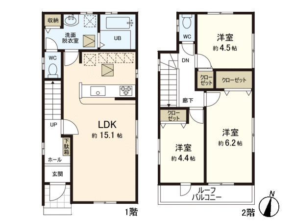 所沢市下安松 新築戸建2号棟 間取り 所沢市下安松 新築戸建2号棟 間取り