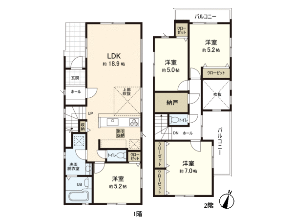 所沢市東所沢11期 新築戸建2号棟 間取り 所沢市東所沢11期 新築戸建2号棟 間取り