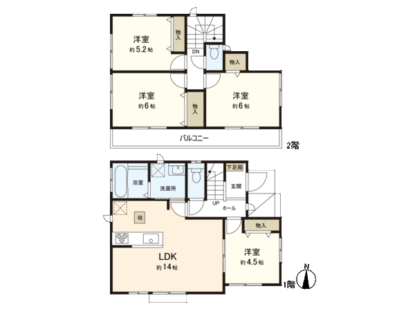 所沢市山口10期 新築戸建 2号棟 間取り 所沢市山口10期 新築戸建 2号棟 間取り