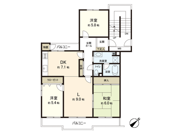 椿峰ニュータウン104街区1号棟 間取り 椿峰ニュータウン104街区1号棟 間取り