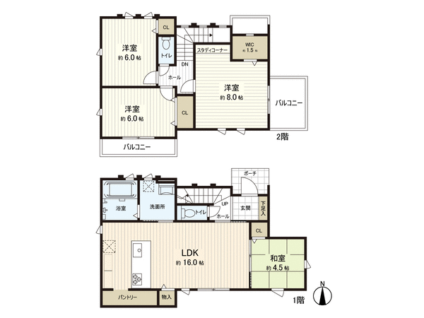 所沢市上山口 新築戸建 1号棟 間取り 所沢市上山口 新築戸建 1号棟 間取り