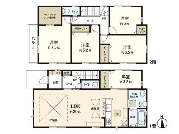 所沢市上新井3丁目 新築戸建18期 1号棟 間取り 所沢市上新井3丁目 新築戸建18期 1号棟 間取り