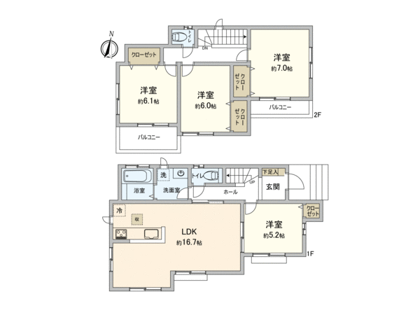入間市鍵山2丁目【新築1号棟】 間取り 入間市鍵山2丁目【新築1号棟】 間取り