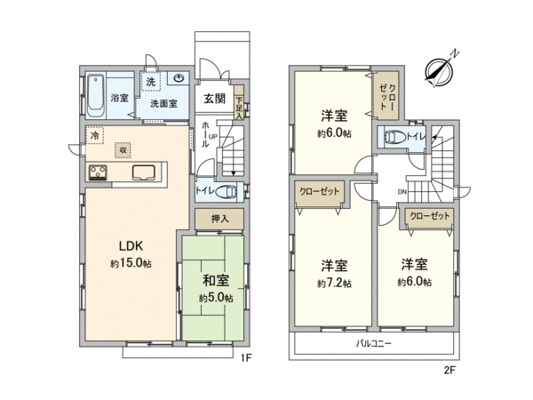 川越市南大塚3丁目 2号棟 新築戸建 間取り 川越市南大塚3丁目 2号棟 新築戸建 間取り