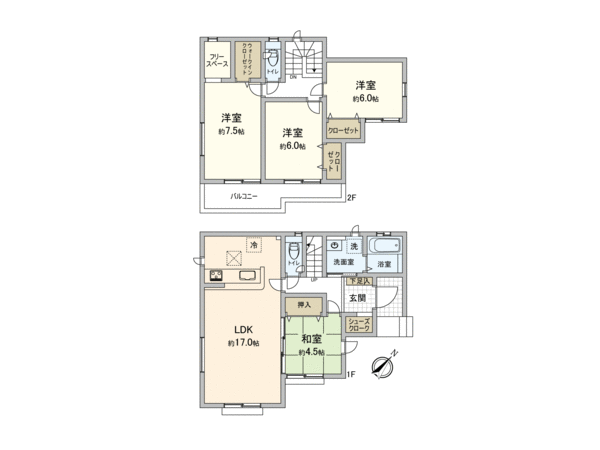川越市大袋新田 1号棟 新築戸建 間取り 川越市大袋新田 1号棟 新築戸建 間取り