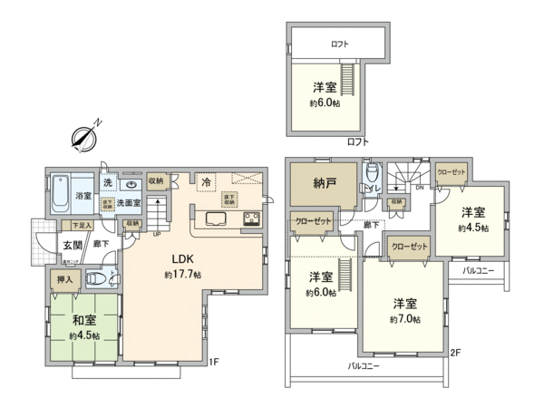 清瀬市中清戸5丁目 新築戸建5号棟 間取り 清瀬市中清戸5丁目 新築戸建5号棟 間取り