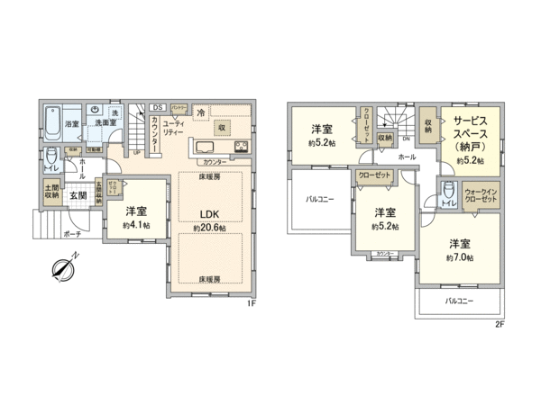 東久留米市南沢1丁目 新築戸建 間取り 東久留米市南沢1丁目 新築戸建 間取り