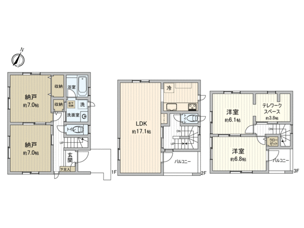 北区志茂4丁目 新築戸建 2号棟 間取り 北区志茂4丁目 新築戸建 2号棟 間取り