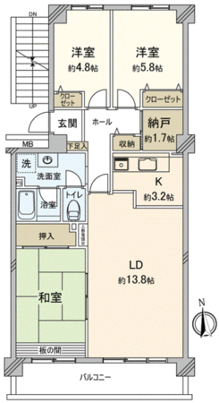 コープ野村南流山壱番街3号棟 間取り コープ野村南流山壱番街3号棟 間取り