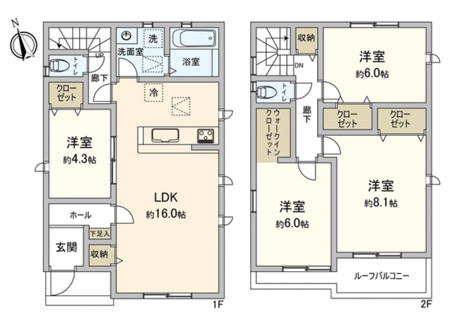 柏市大井 新築5号棟 間取り 柏市大井 新築5号棟 間取り